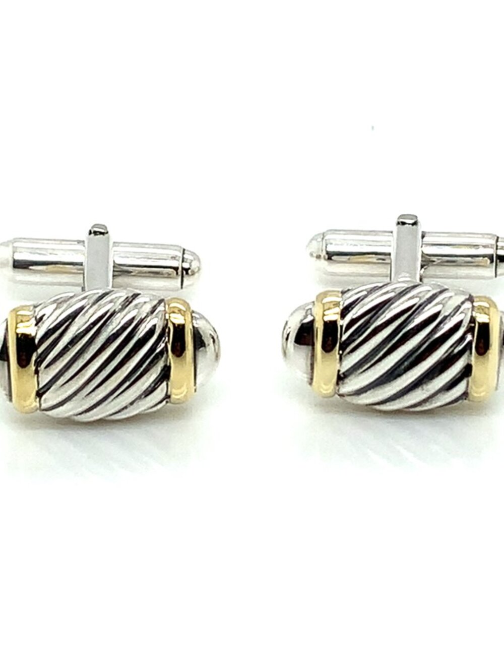 David Yurman Sterling Silver and 18K Gold Cufflinks